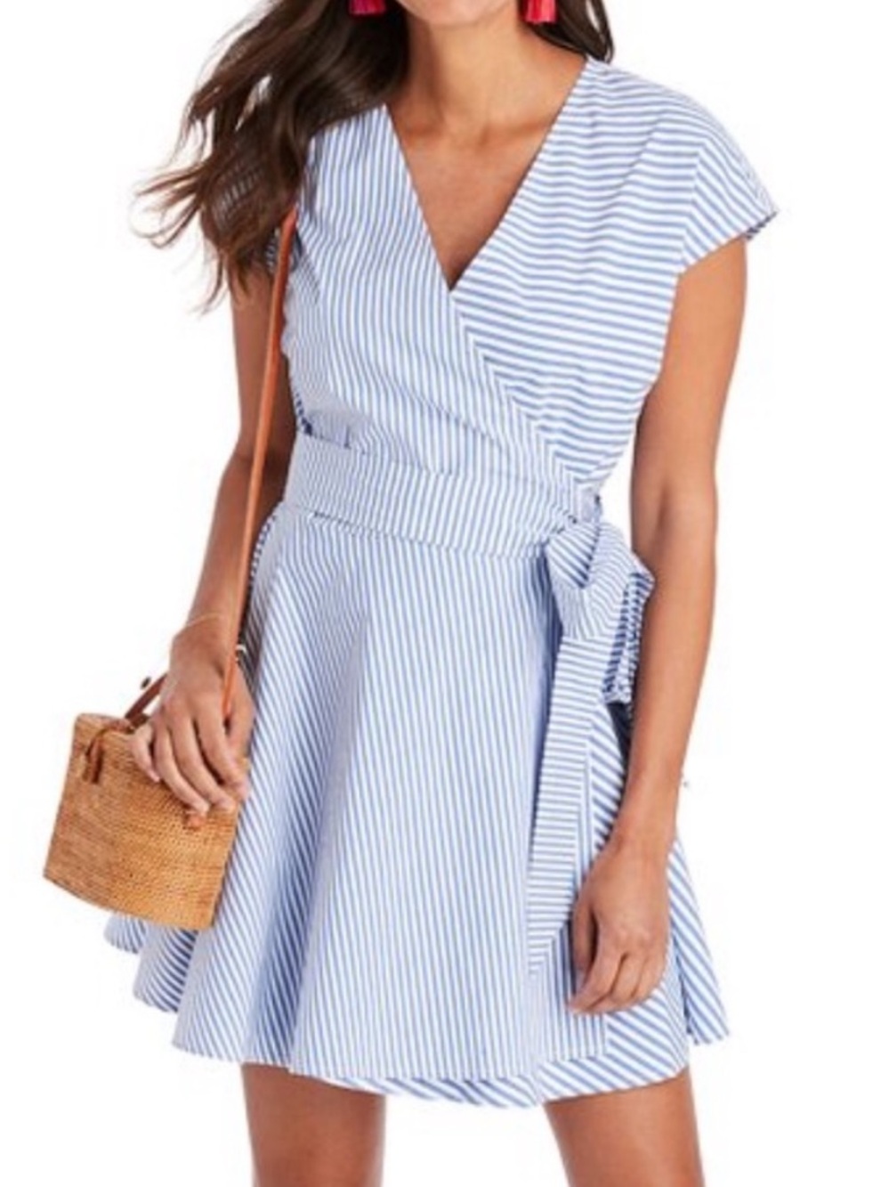 Vineyard Vines Blue and White Striped Wrap Mini Dress